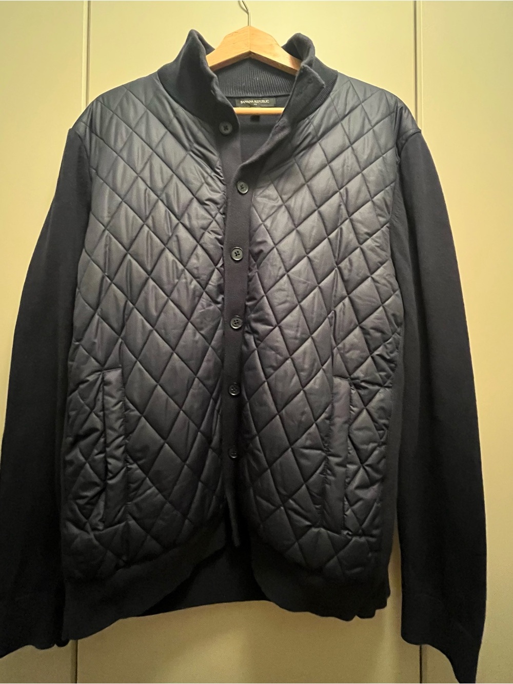 Banana Republic Quilted Navy Blue Men's Puffer Cardigan